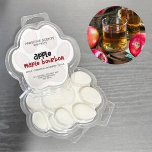 Wax Melt Paw Print/Apple Maple Bourbon Scent/Coconut Soy Wax/100% Vegan